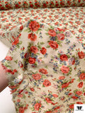 Made in Germany Floral Printed Silk-Cotton Voile - Beige / Rouge Reds / Light Blue