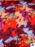 Large-Scale Floral Collage Printed Silk Charmeuse - Reds / Blue / Nude / Yellow