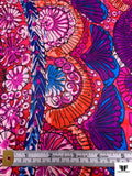 Paisley Sketch Printed Silk Charmeuse - Magenta / Violet / Blue / Red