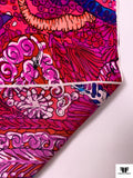 Paisley Sketch Printed Silk Charmeuse - Magenta / Violet / Blue / Red