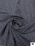 Dotted Zig-Zag Printed Silk Georgette - Navy / Ivory