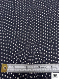 Dotted Zig-Zag Printed Silk Georgette - Navy / Ivory