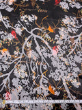 Branch Floral Printed Burnout Silk Blend Chiffon - Black / Tangerine / Red / Brown