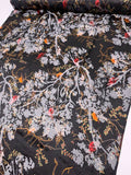 Branch Floral Printed Burnout Silk Blend Chiffon - Black / Tangerine / Red / Brown