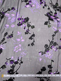 Floral Printed Burnout Silk Blend Chiffon - Purple / Black / Green