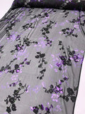 Floral Printed Burnout Silk Blend Chiffon - Purple / Black / Green