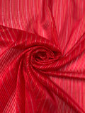 Satin Striped Silk Chiffon with Lurex Pinstripes - Hot Red / Gold / Silver