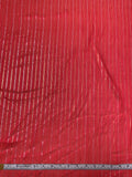 Satin Striped Silk Chiffon with Lurex Pinstripes - Hot Red / Gold / Silver