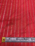 Satin Striped Silk Chiffon with Lurex Pinstripes - Hot Red / Gold / Silver