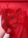 Satin Striped Silk Chiffon with Lurex Pinstripes - Hot Red / Gold / Silver