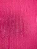 Satin Striped Silk Chiffon with Lurex Pinstripes - Hot Pink / Gold / Silver