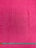 Satin Striped Silk Chiffon with Lurex Pinstripes - Hot Pink / Gold / Silver