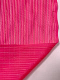 Satin Striped Silk Chiffon with Lurex Pinstripes - Hot Pink / Gold / Silver