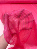 Satin Striped Silk Chiffon with Lurex Pinstripes - Hot Pink / Gold / Silver