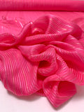 Satin Striped Silk Chiffon with Lurex Pinstripes - Hot Pink / Gold / Silver