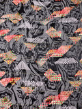 Geometric Pyramids Printed Silk-Rayon Burnout Chiffon with Stones - Black / Red / Green / Yellow / White