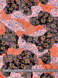 Floral Circles Blotch Collage Printed Silk-Rayon Burnout Chiffon with Stones - Orange / Black / Blues / White / Pink / Yellow