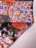 Floral Circles Blotch Collage Printed Silk-Rayon Burnout Chiffon with Stones - Orange / Black / Blues / White / Pink / Yellow