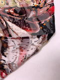 Abstract Floral Printed Silk-Rayon Burnout Chiffon with Stones - Dusty Rose / Red / Black / Yellow