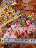 Floral Paisley Collage Printed Silk-Rayon Burnout Chiffon with Stones - Brown / Copper / Marigold / Raspberry