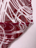 Stencil Ovals Printed Silk-Rayon Burnout Chiffon with Stones - Burgundy / White