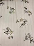 Floral Printed Polyester Chiffon with Lurex Pinstripes - Ivory / Khaki / Black / Gold