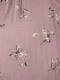 Floral Printed Polyester Chiffon with Lurex Pinstripes - Dusty Lavender / Black / Grey / Khaki