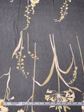 Floral Stalks Printed Crinkled Polyester Chiffon - Black / Olive Green / Beige