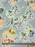 Floral Bouquets Printed Fine Polyester Chiffon - Grey / Seafoam / Cream / Yellow / Green