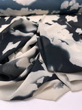 Abstract Silhouette Printed Polyester Chiffon - Black / Light Beige