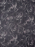 Sketch Floral Printed Polyester Chiffon - Black / Ivory / Magenta