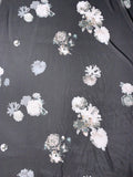 Floral Printed Polyester Chiffon - Black / Off-White / Grey