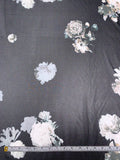 Floral Printed Polyester Chiffon - Black / Off-White / Grey