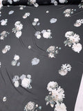 Floral Printed Polyester Chiffon - Black / Off-White / Grey