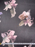 Floral Printed Polyester Chiffon - Black / Dusty Purples