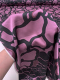 Abstract Floral Printed Hammered Polyester Charmeuse - Razzmic Berry / Black