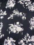 Hazy Floral Bouquets Printed Heavy Polyester Charmeuse - Black / Light Ivory