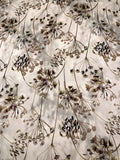 Cloudy Floral Printed Hammered Polyester Charmeuse - Light Taupe / Taupe / Eggplant / Olive