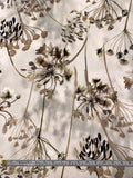 Cloudy Floral Printed Hammered Polyester Charmeuse - Light Taupe / Taupe / Eggplant / Olive