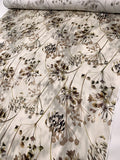 Cloudy Floral Printed Hammered Polyester Charmeuse - Light Taupe / Taupe / Eggplant / Olive