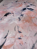 Painterly Abstract Printed Silk Chiffon Panel - Peach / Blush / Navy / White