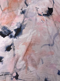 Painterly Abstract Printed Silk Chiffon Panel - Peach / Blush / Navy / White