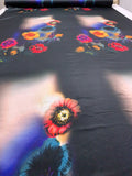 Made in Germany Floral Windows Printed Satin Silk Chiffon Panel - Multicolor / Black