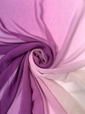 Italian Ombré Printed Crinkled Silk Chiffon - Light Plum / Light Beige