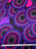 Circle Discs Printed Silk Charmeuse - Magenta / Purple / Periwinkle / Black