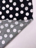 Polka Dot Printed Stretch Cotton Poplin - Black / White