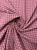 2-Ply Gingham Check and Striped Yarn-Dyed Double Cotton Voile - Raspberry / Nardo Grey