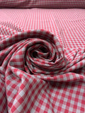 2-Ply Gingham Check and Striped Yarn-Dyed Double Cotton Voile - Raspberry / Nardo Grey