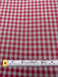 2-Ply Gingham Check and Striped Yarn-Dyed Double Cotton Voile - Raspberry / Nardo Grey