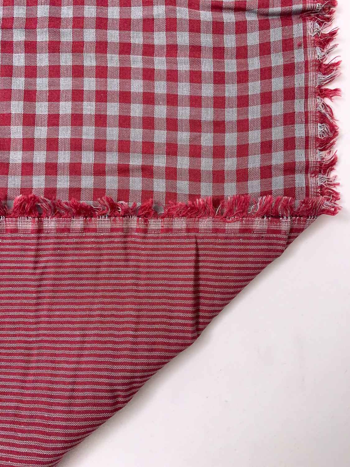 Striped Check Raspberry 2-Ply Gingham Check and Striped Yarn-Dyed Double Cotton Voile ...